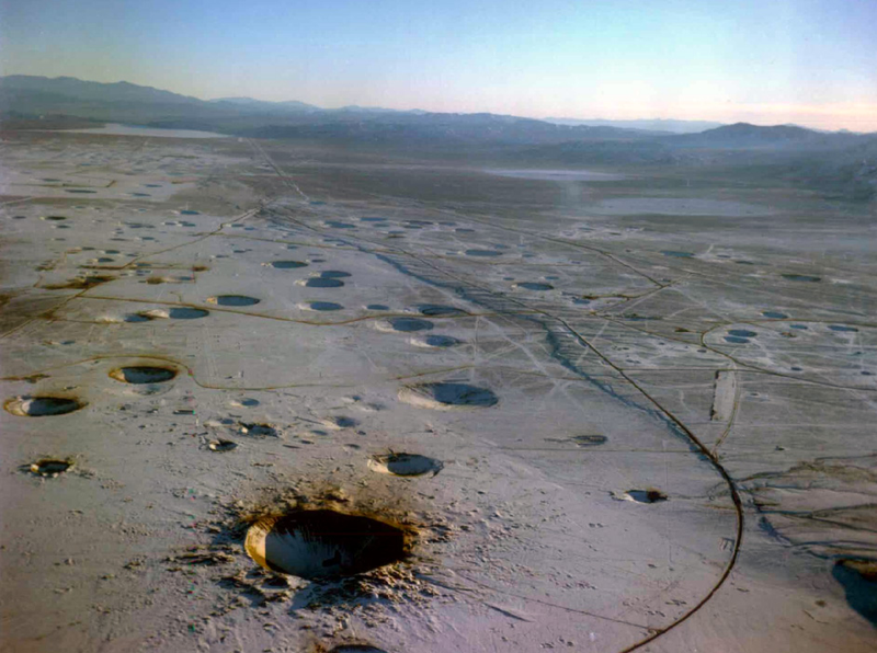 Illustration for article titled See Nevada's Hellish Nuclear Moonscape From Above